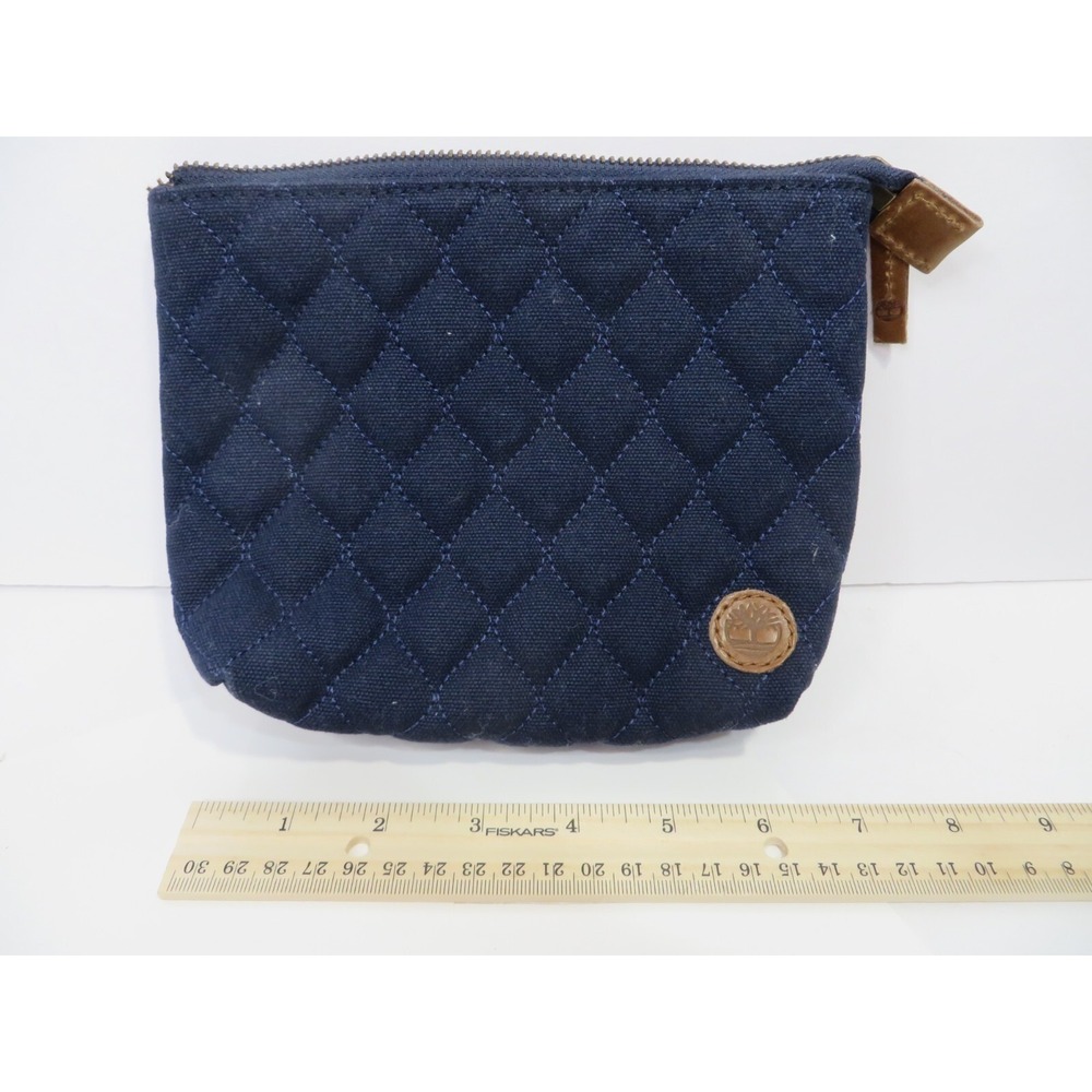 Timberland Quilted Zipper Cosmetic Bag Navy Blue‎ Travel Tote